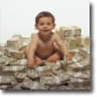 image of child of Colorado divorce on pile of cash