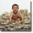 image of child of Colorado divorce on pile of cash