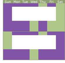 graphic for parenting plan option four for mediation of Colorado child custody or divorce (every other weekend plus extended midweek overnight)
